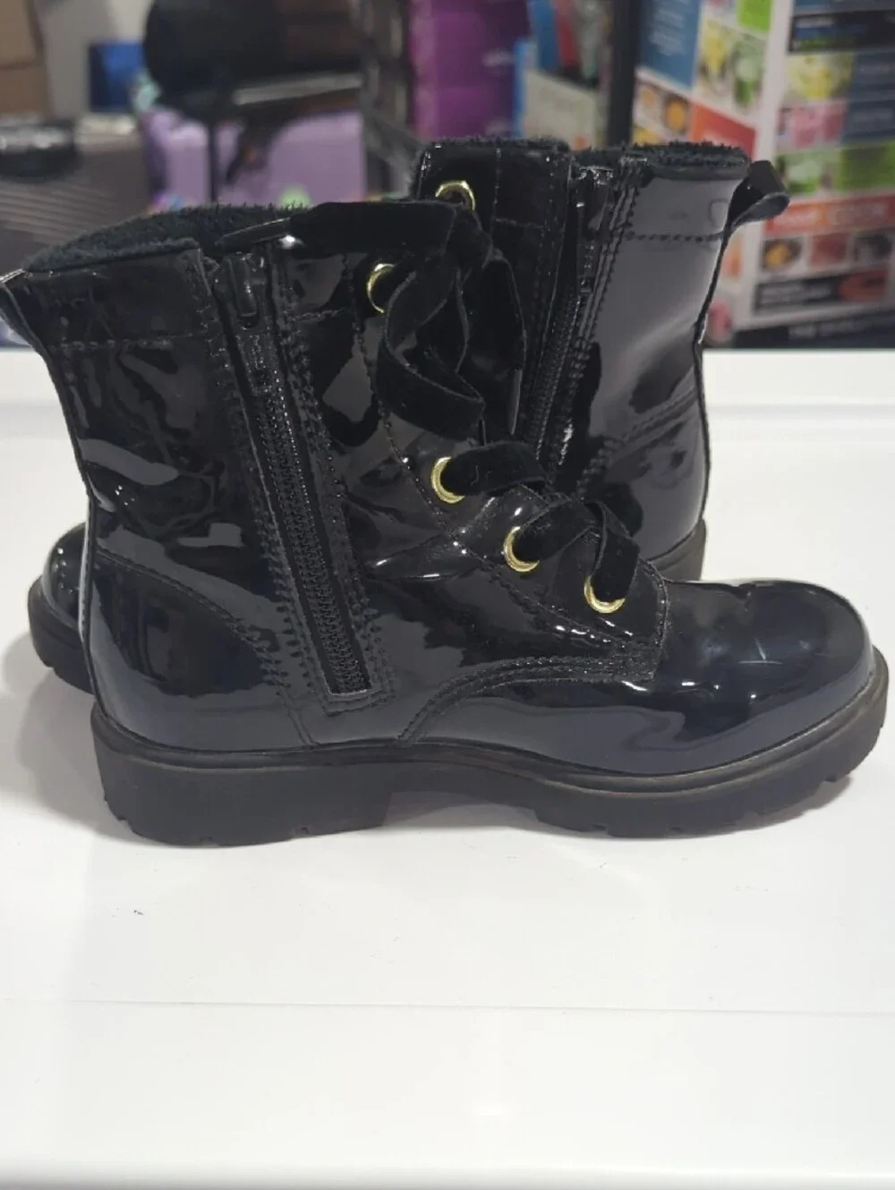 H&M Black Patent Lace-Up Kids Ankle Boots